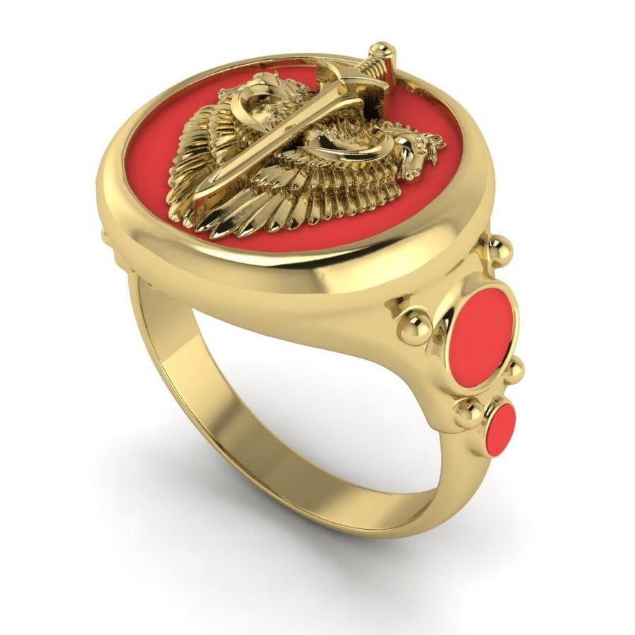 14Kt Gold Sword Horse Ring