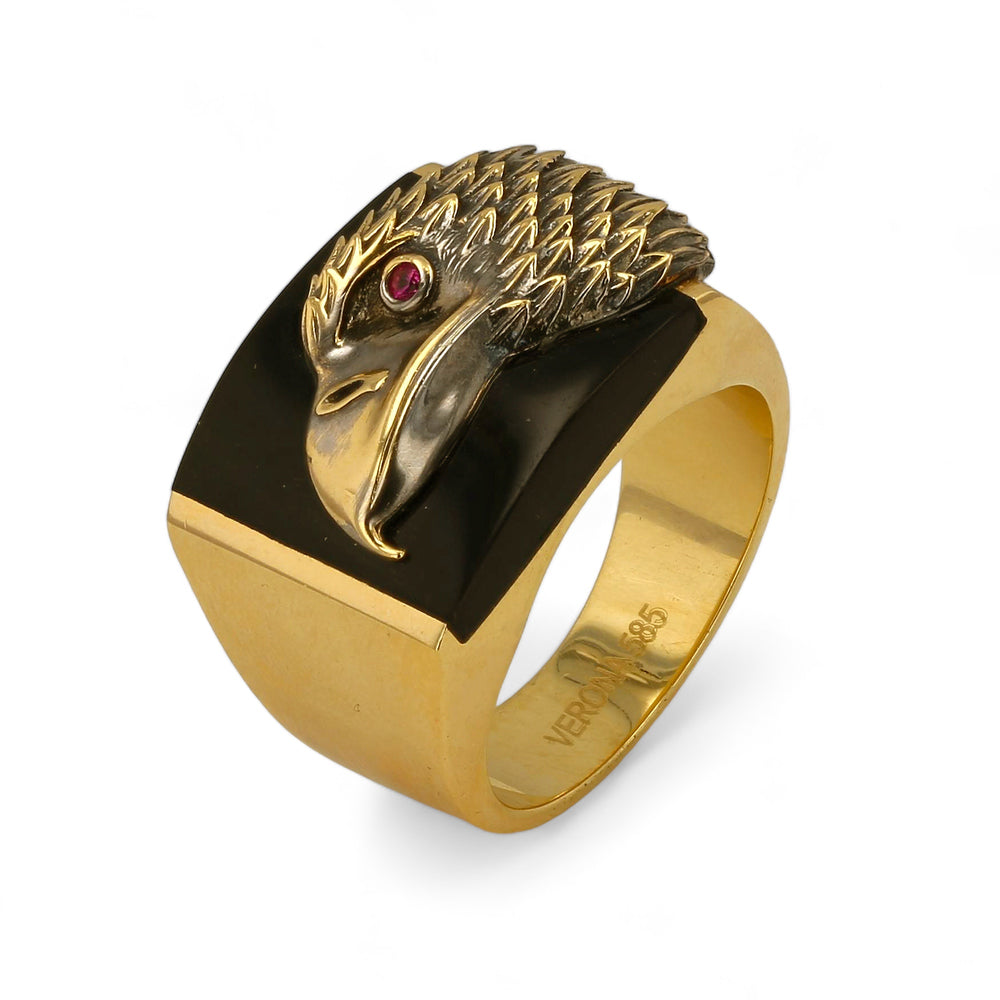 14Kt Gold Onix Aguila Ring