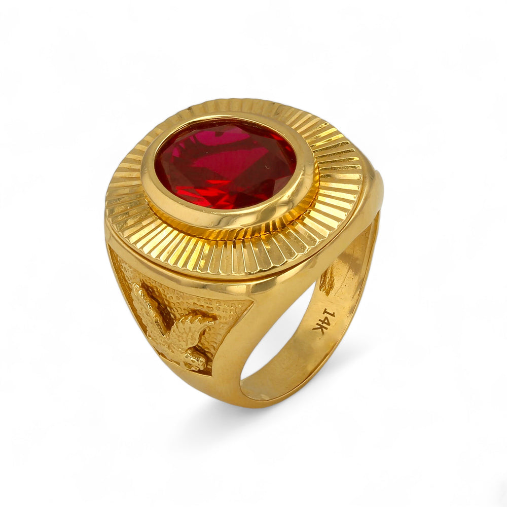 14K Red diamond cut oval gold ring