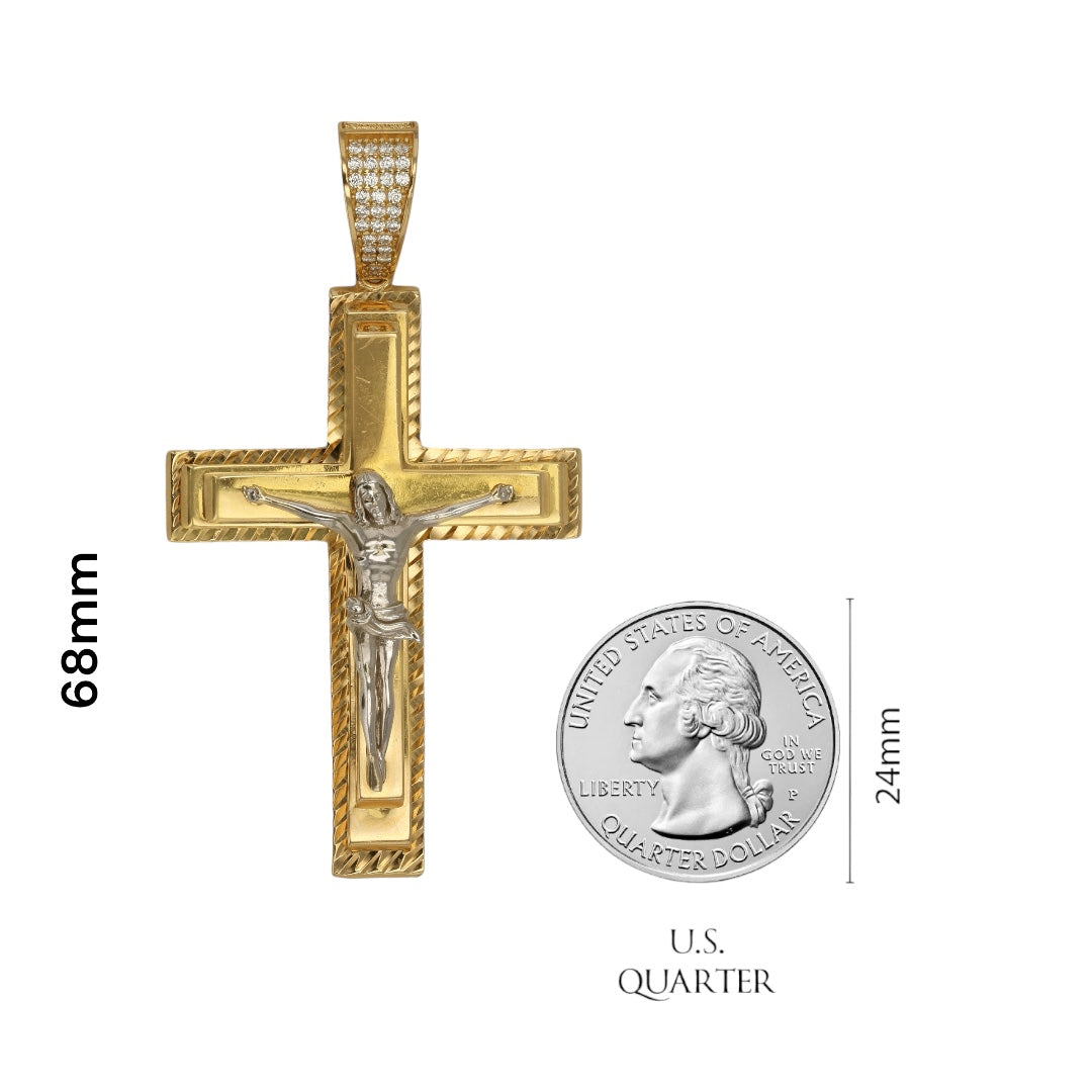 14Kt Gold Cross Christ Pendant