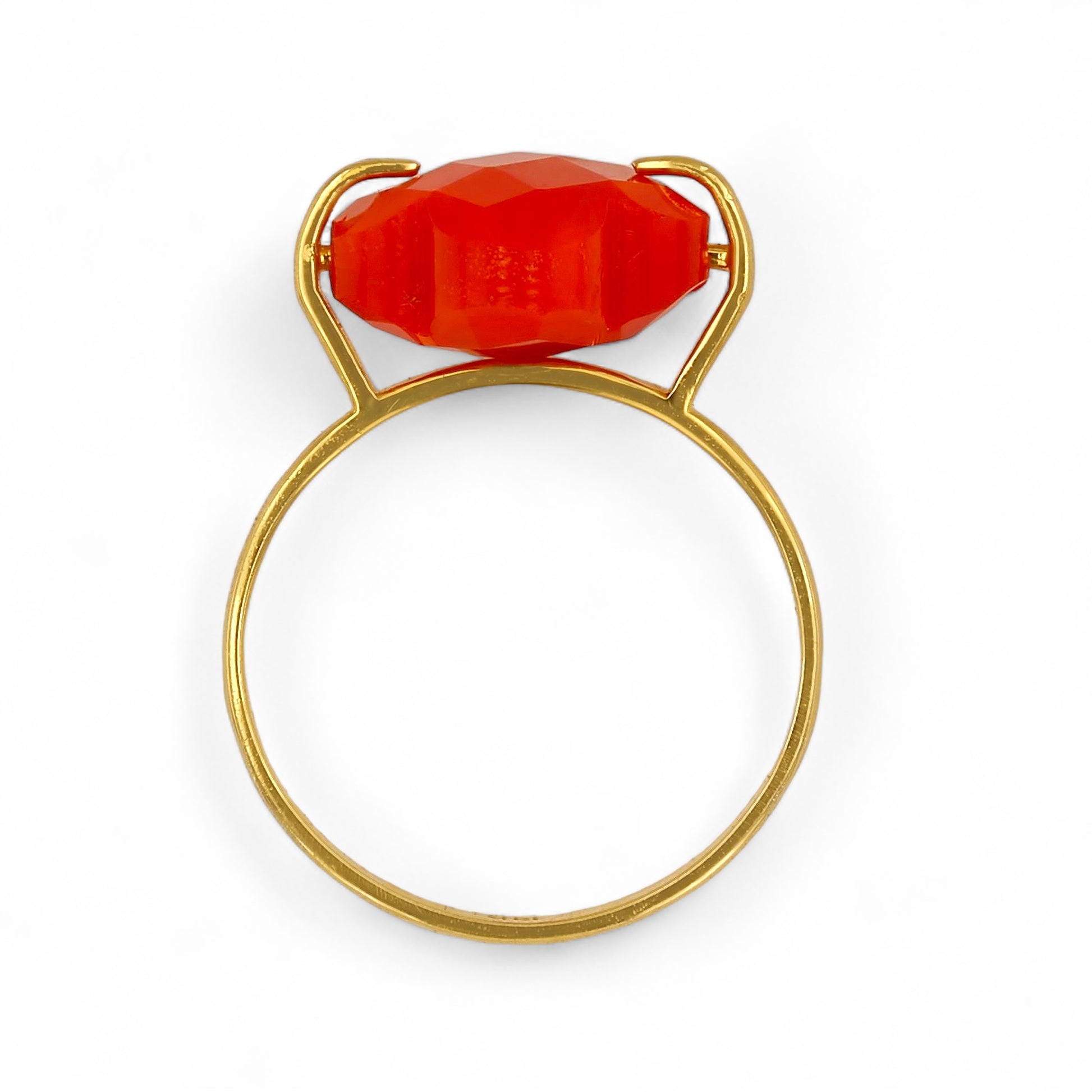 14K Gold Red Clover Ring