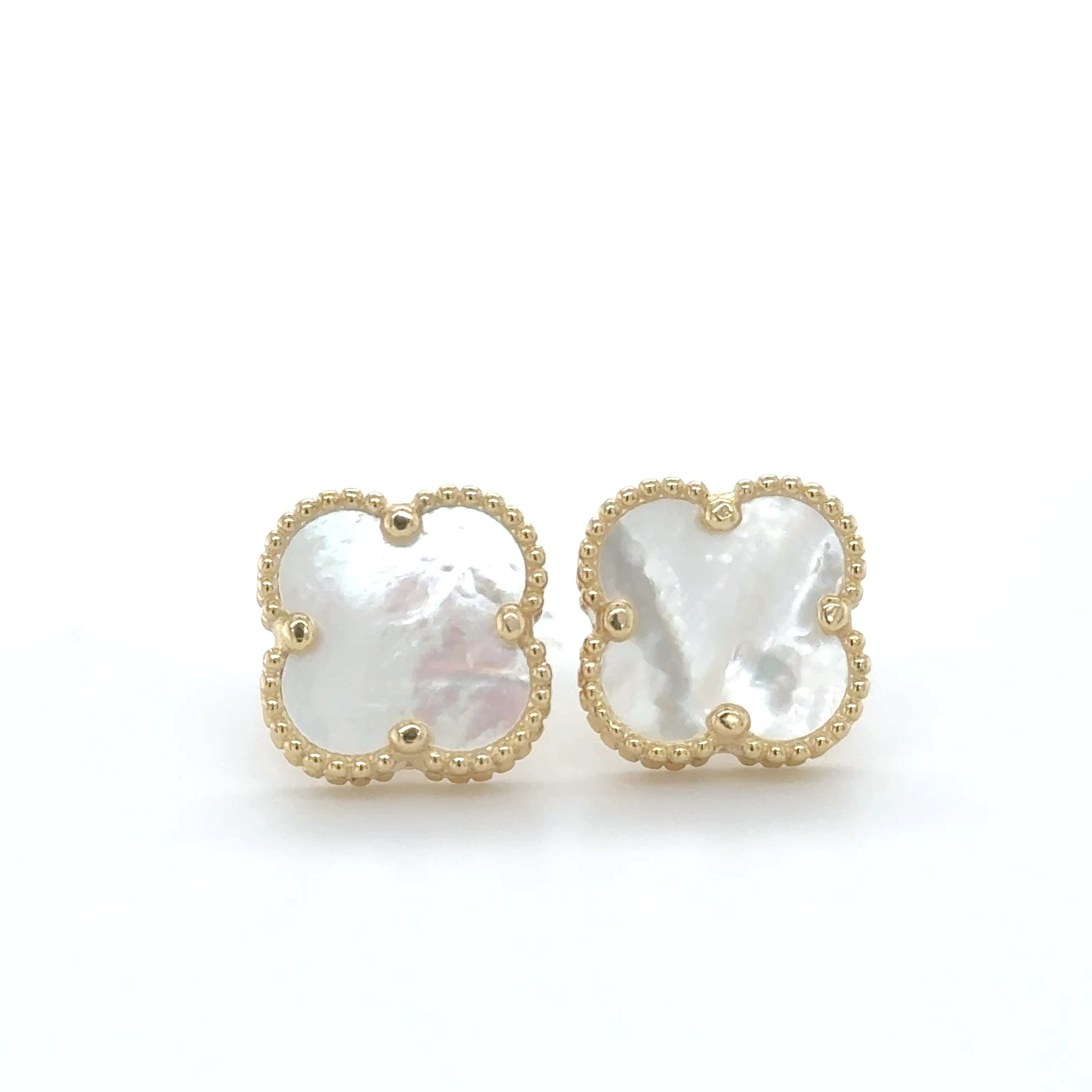 14K Yellow Gold Clover Stud Earrings