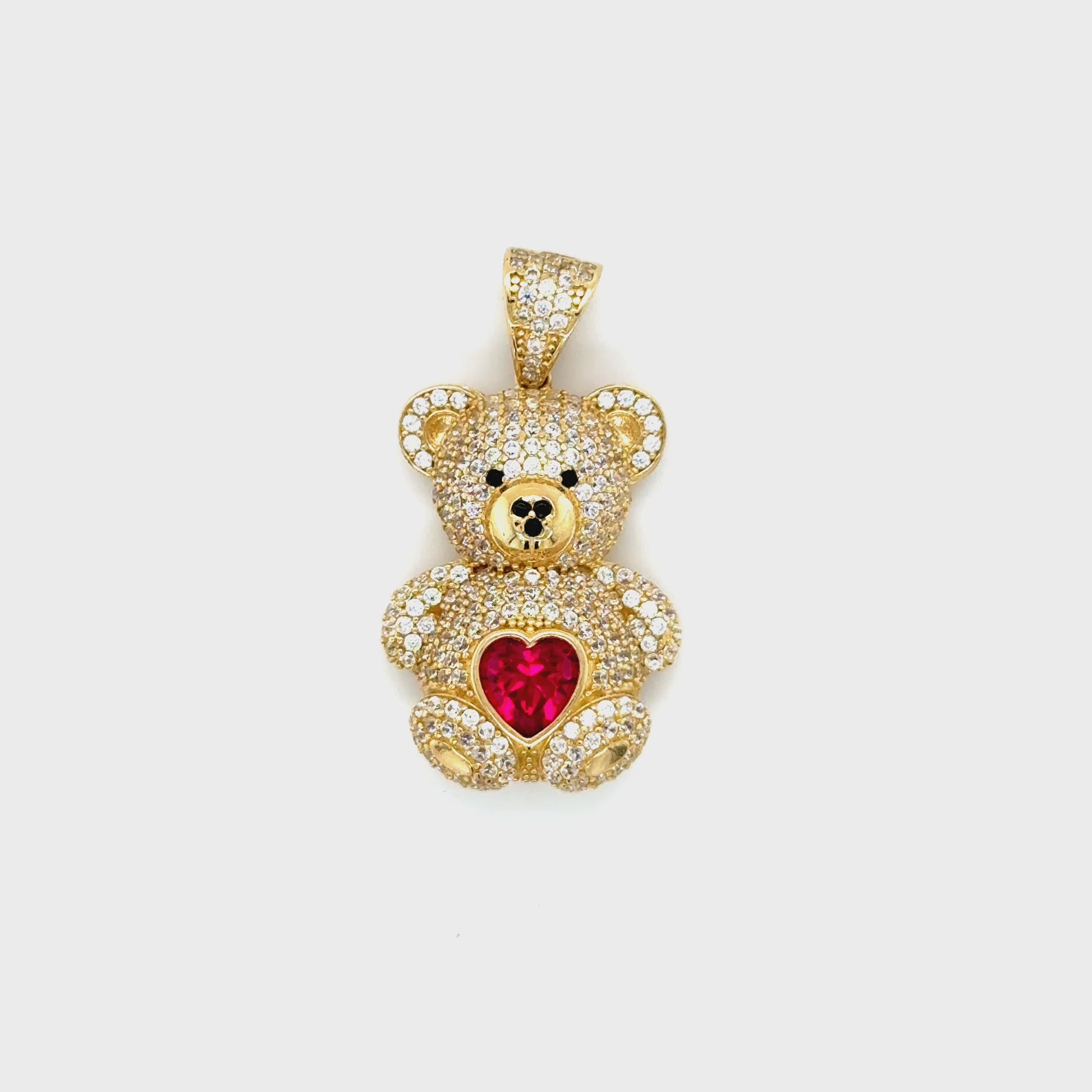 14K Gold Gummie Bear Red Pendant