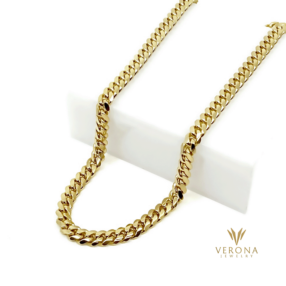 14Kt Gold Solid Cuban 7mm x 22inch Chain