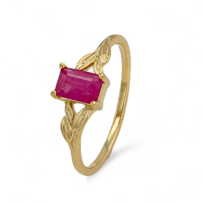 14K Gold Ruby Petal Ring