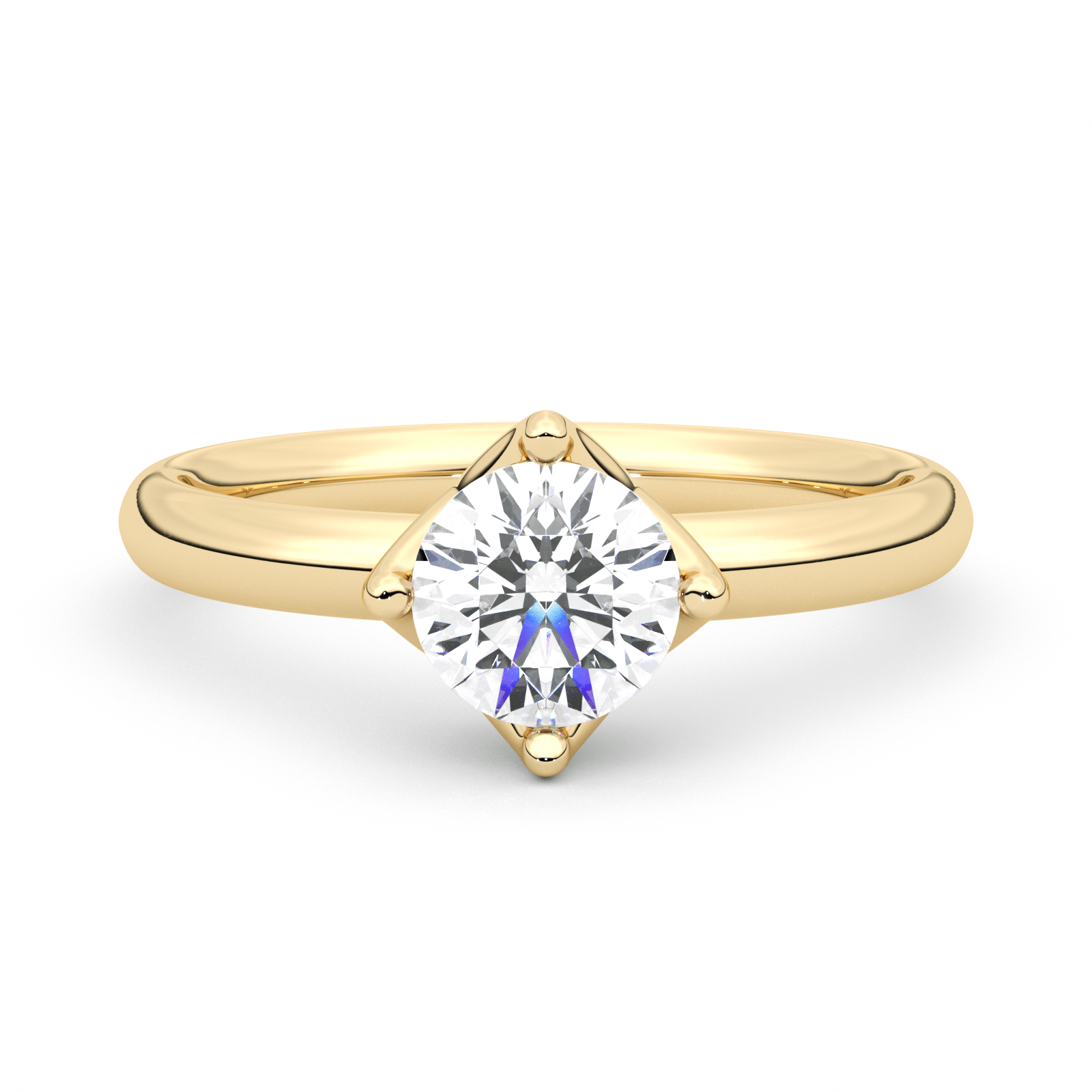 Diamond Ring 1.61 CT Round Shape - Solid Gold