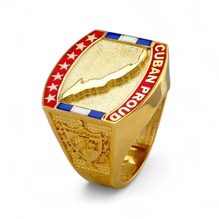 14Kt Gold Cuban Proud Enamel Ring