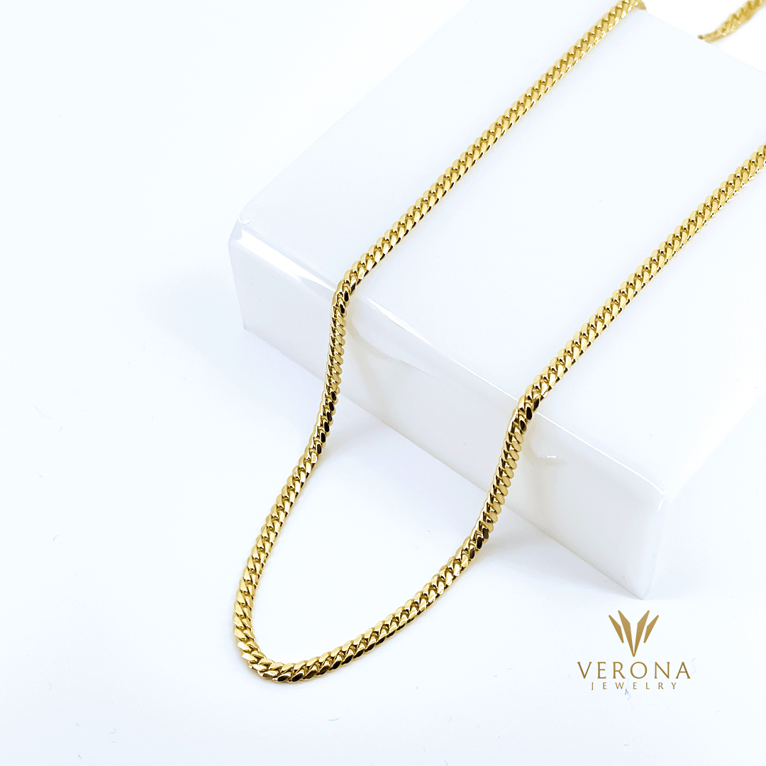 18Kt Yellow Gold Solid Cuban Chain