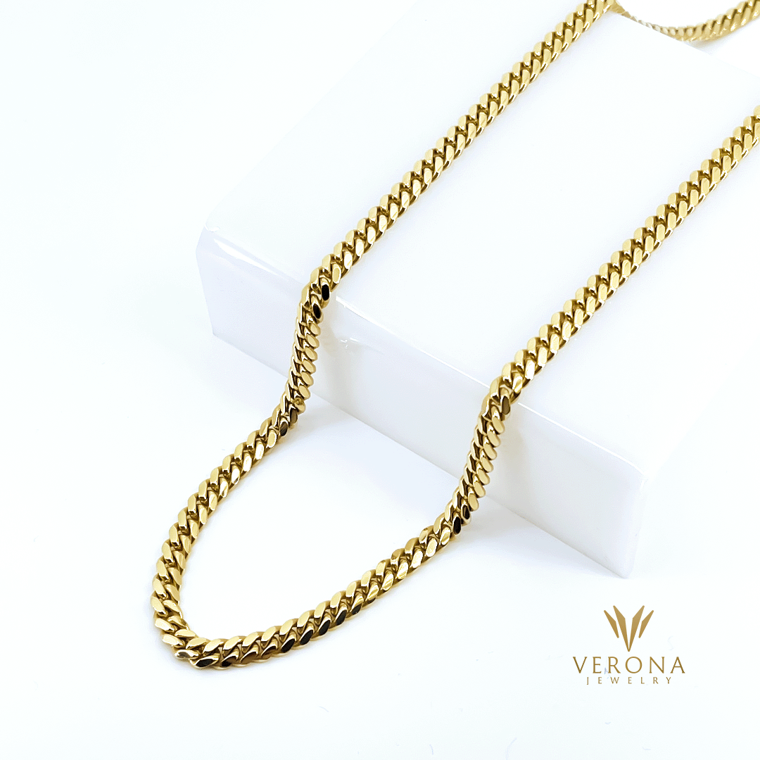 18Kt Yellow Gold Solid Cuban Chain