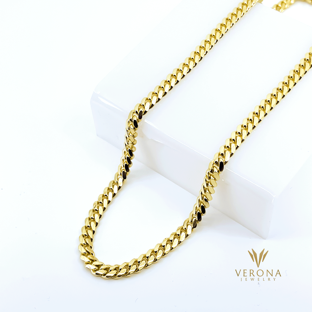 18Kt Yellow Gold Solid Cuban Chain