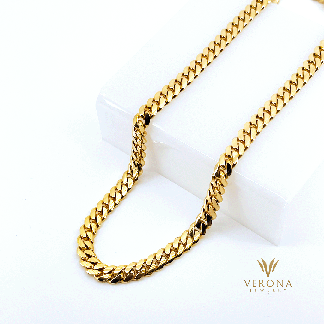 18Kt Yellow Gold Solid Cuban Chain