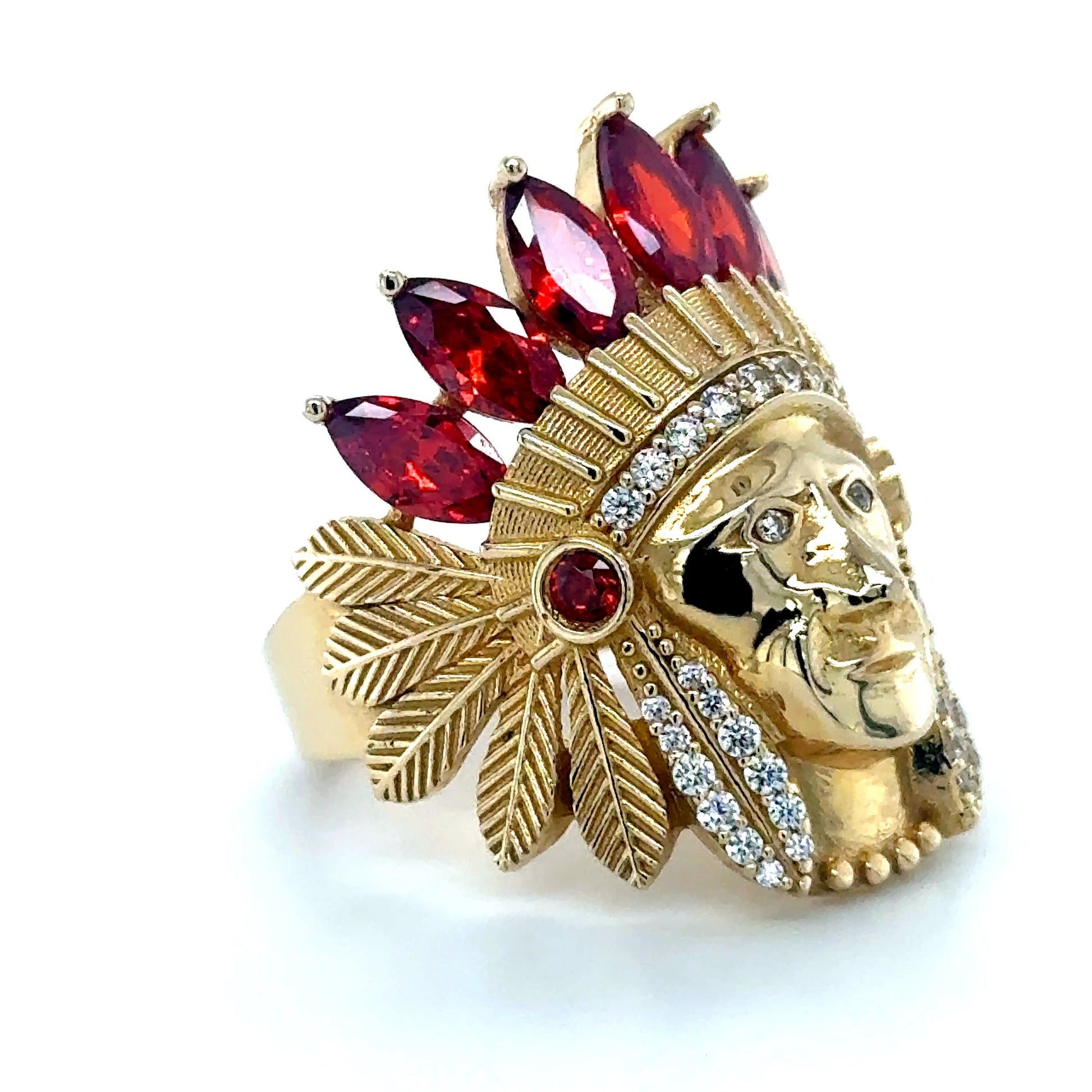 14Kt Gold Ring Red Indian