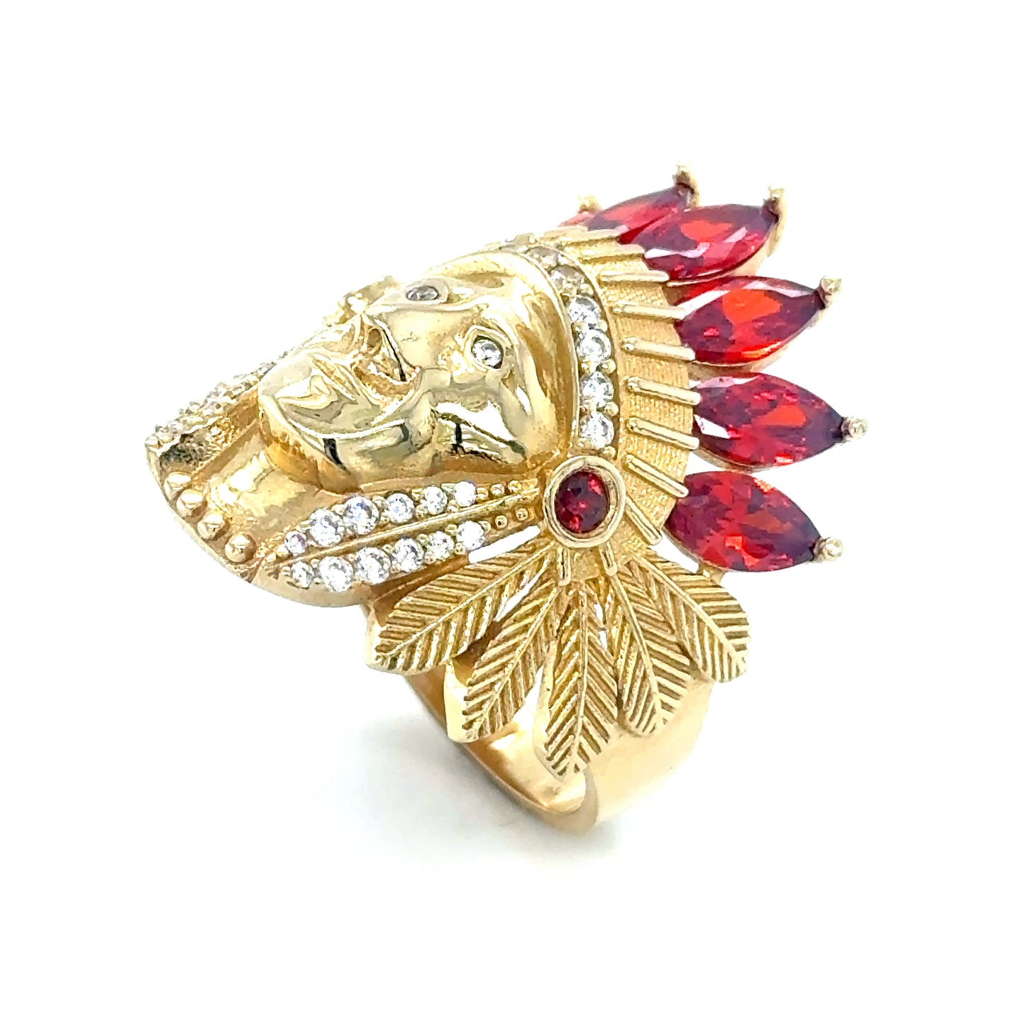 14Kt Gold Ring Red Indian