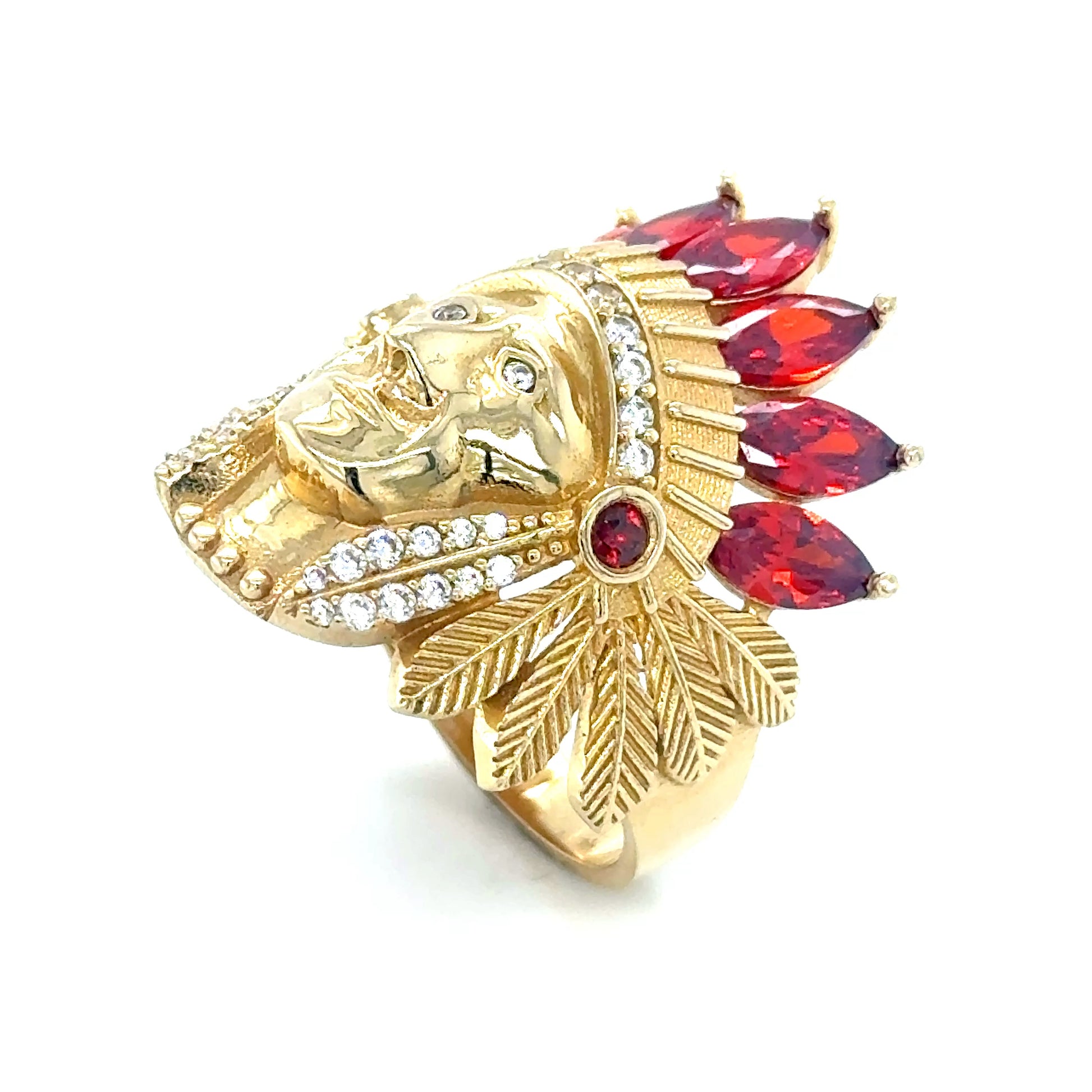 14Kt Gold Ring Red Indian