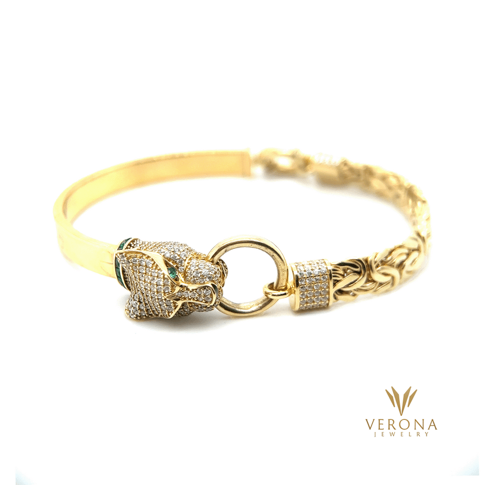 14Kt Gold Panther Bangle
