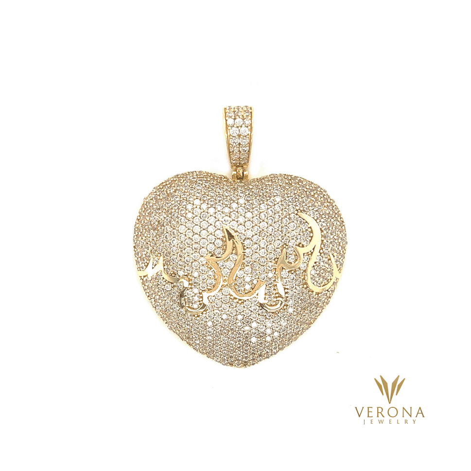 10Kt Gold Heart with zirconia Pendant