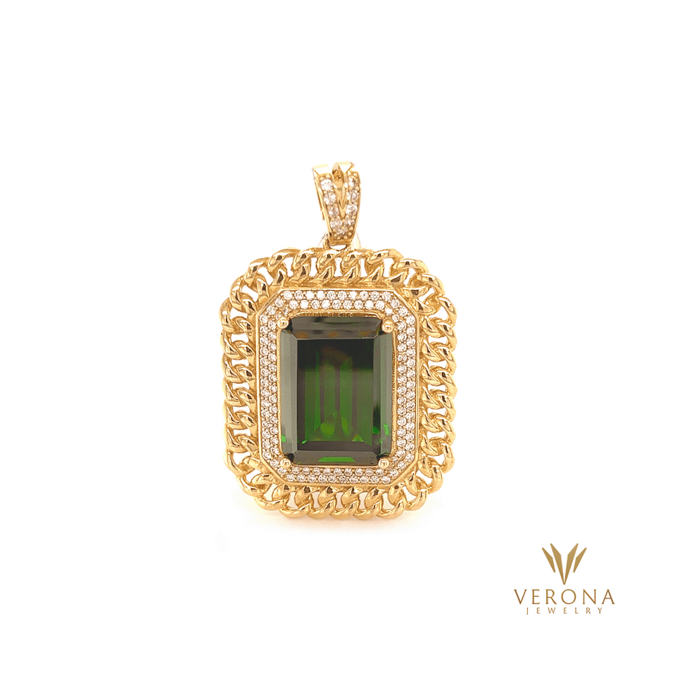 10Kt Gold Green Stone Pendant