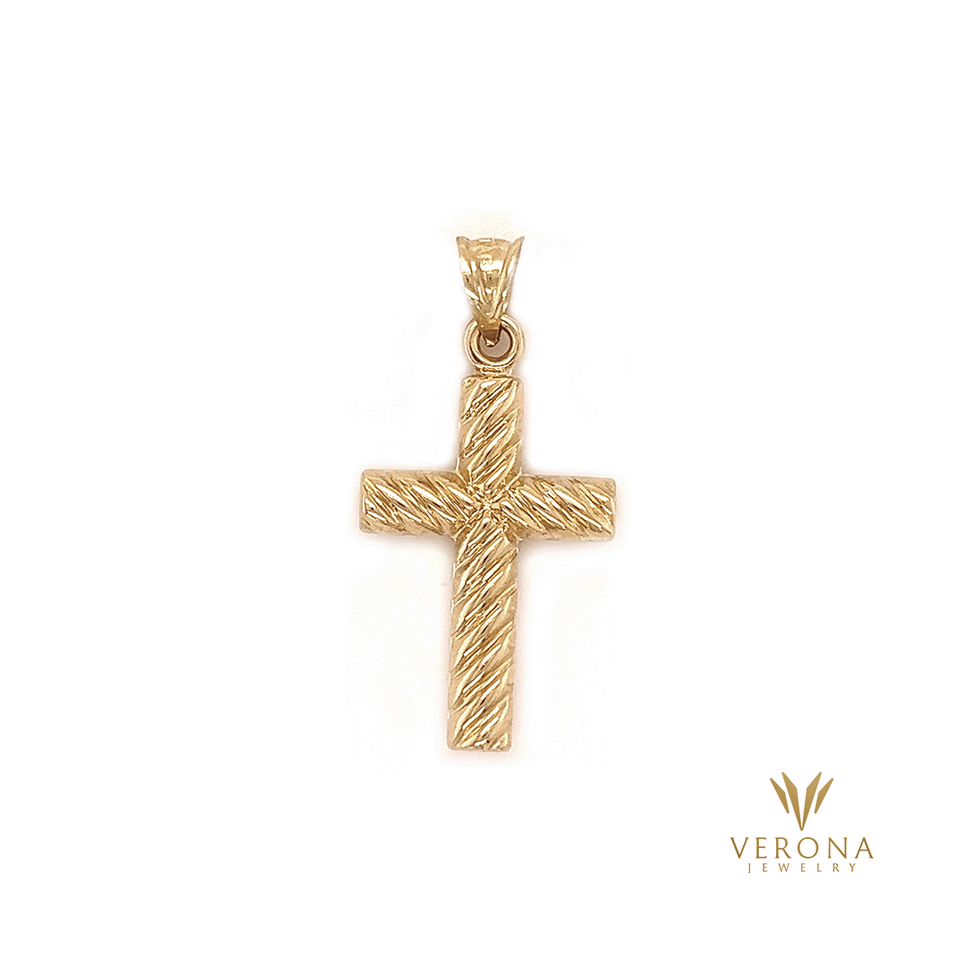 10Kt Gold Cross Torn Pendant