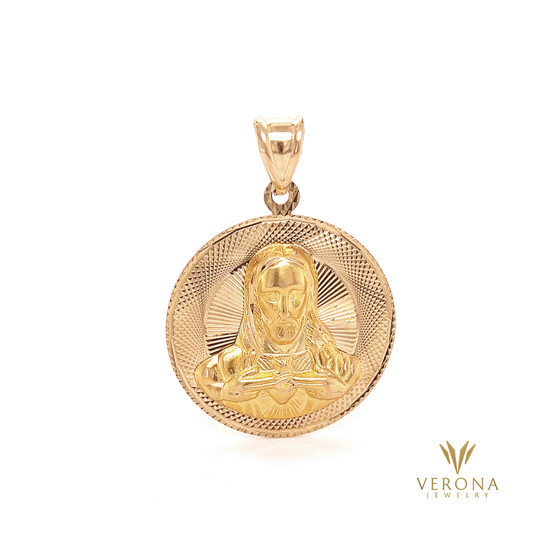 14Kt Gold Christ & Virgin Medal