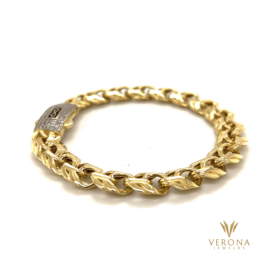 10Kt Gold Chinese Link 8mm Bracelet