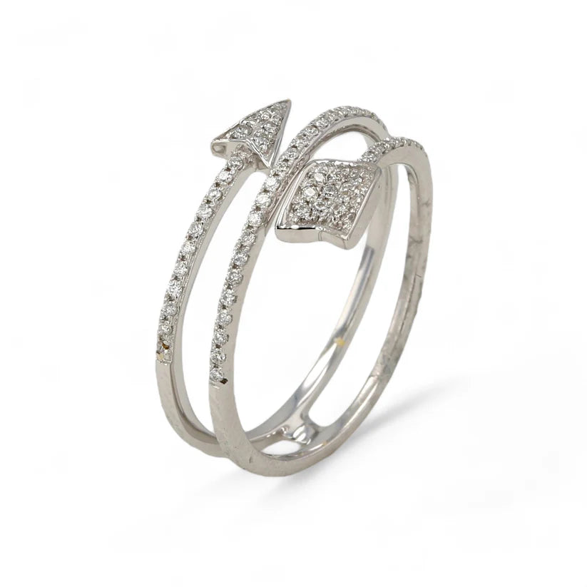 14K White Gold Arrow Natural Diamonds Ring