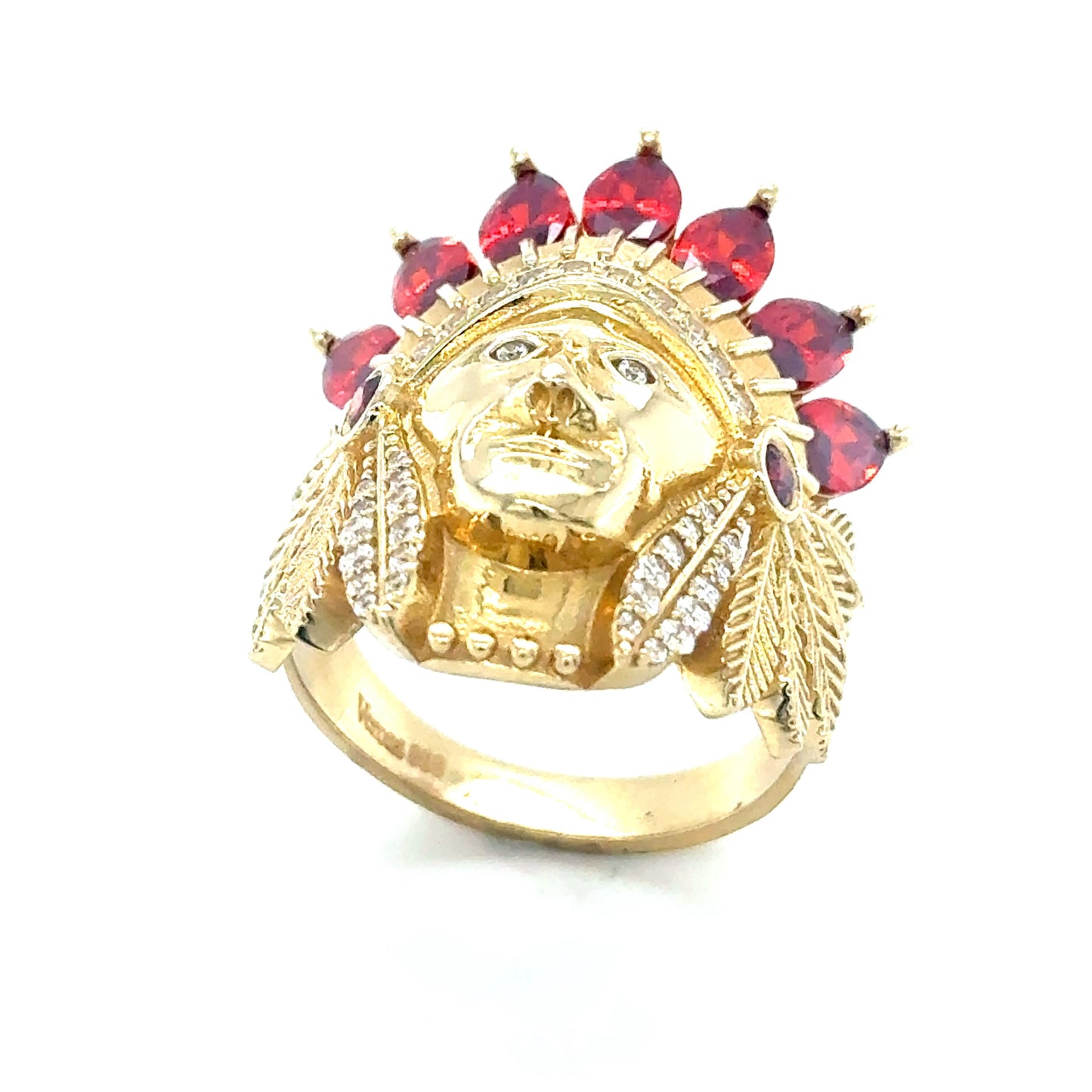 14Kt Gold Ring Red Indian