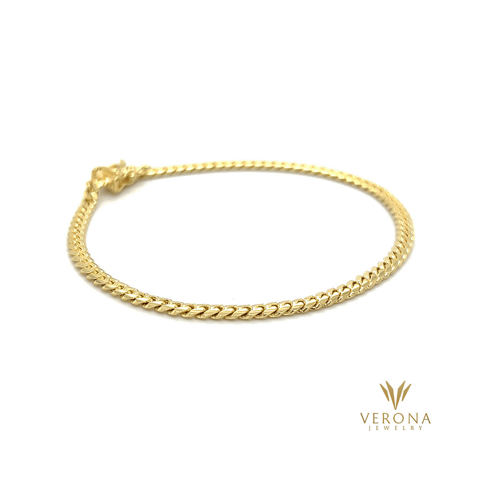 18K Gold Cuban Solid 3mm x 7.25inch Bracelet