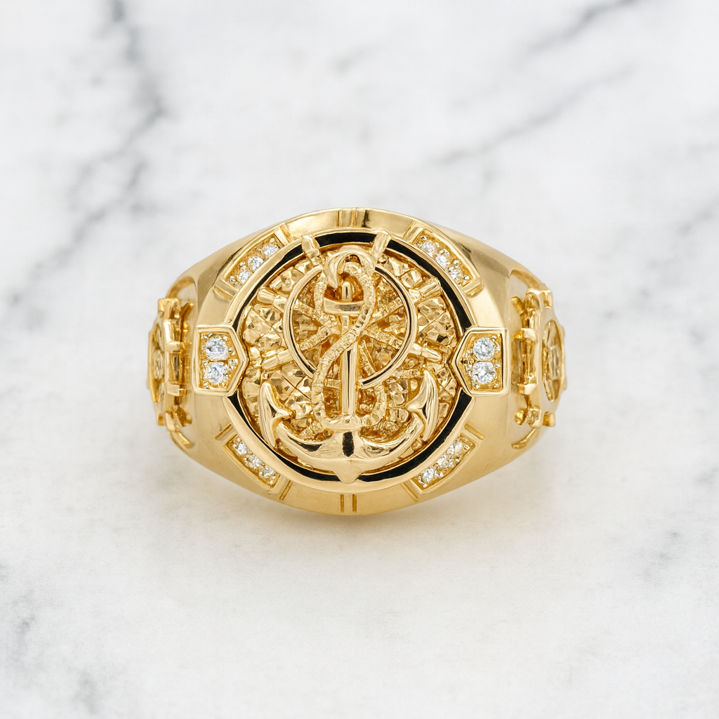 14K Solid Gold Ancla Ring