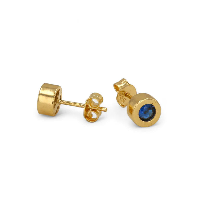 14K Gold Blue Bezel Studs earrings