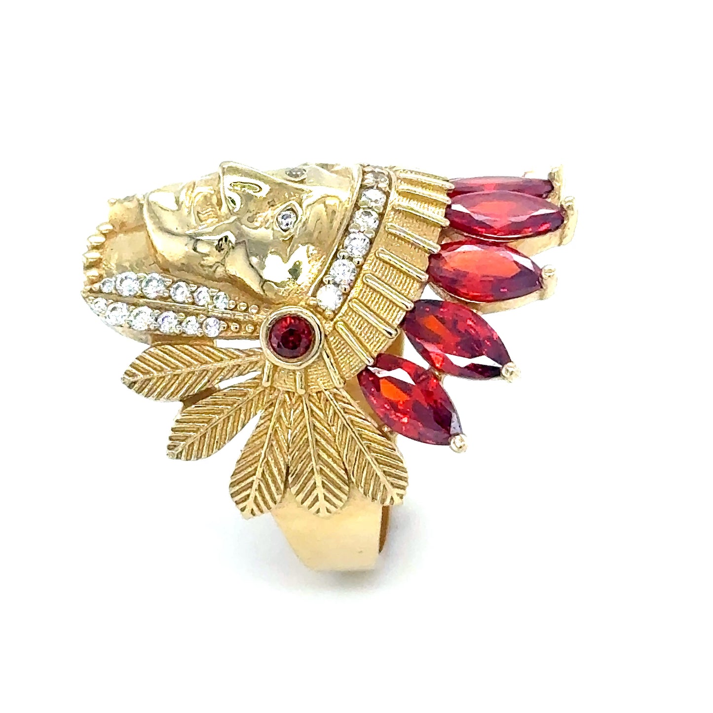 14Kt Gold Ring Red Indian