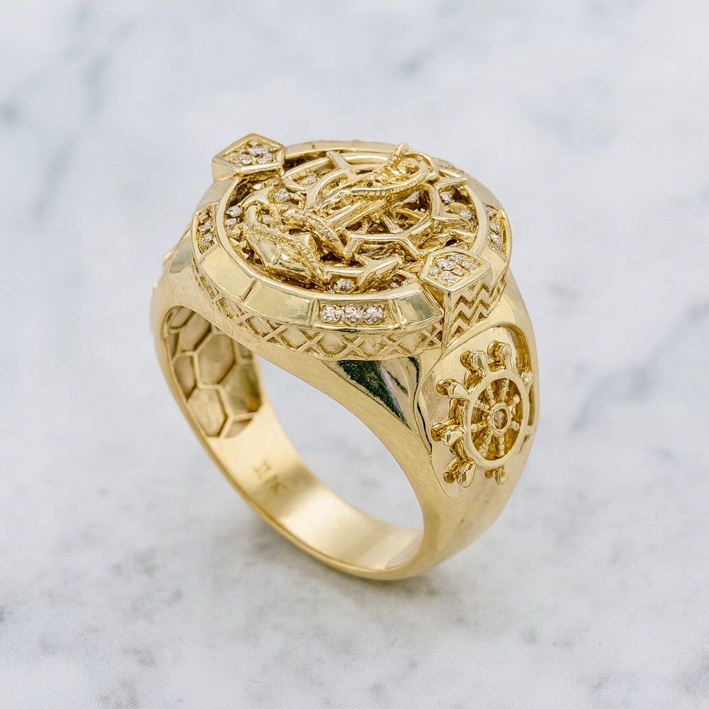14K Solid Gold Ancla Ring