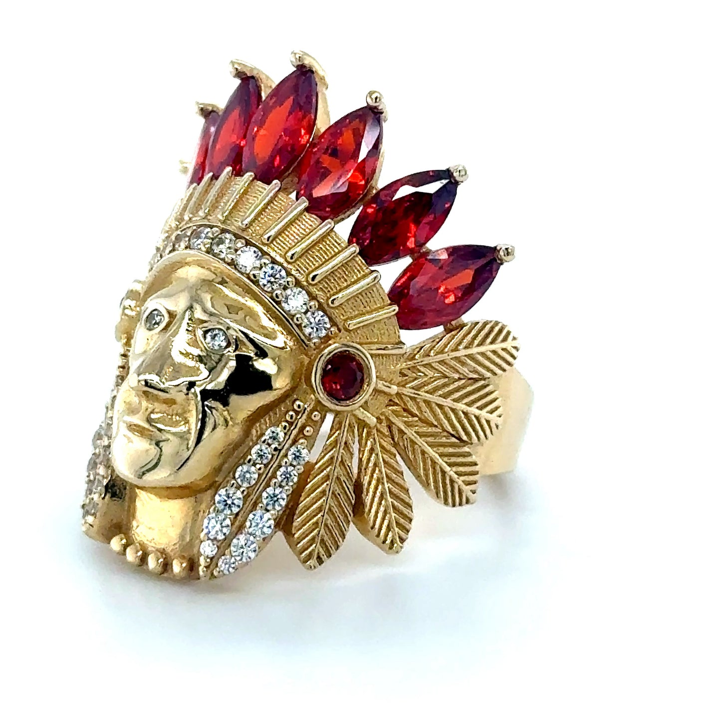 14Kt Gold Ring Red Indian