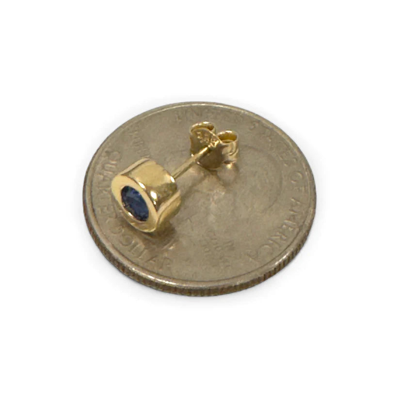 14K Gold Blue Bezel Studs earrings