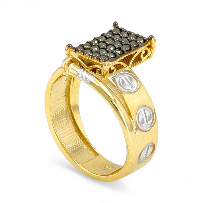 14K Gold Black Diamonds Princess Ring