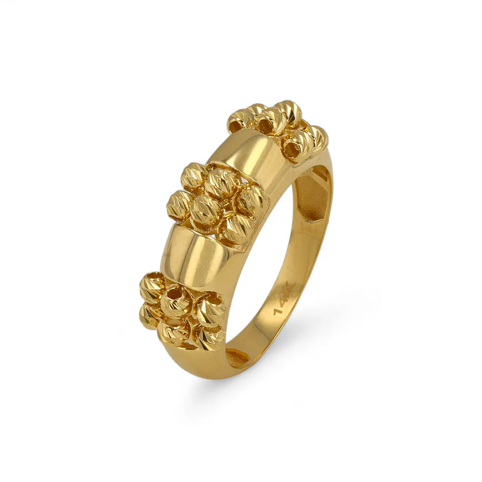 14K Gold Beads Rings Moon Cut