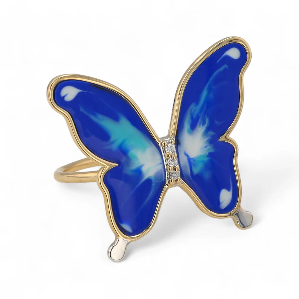 14K Gold Diamonds Monarch Butterfly Ring
