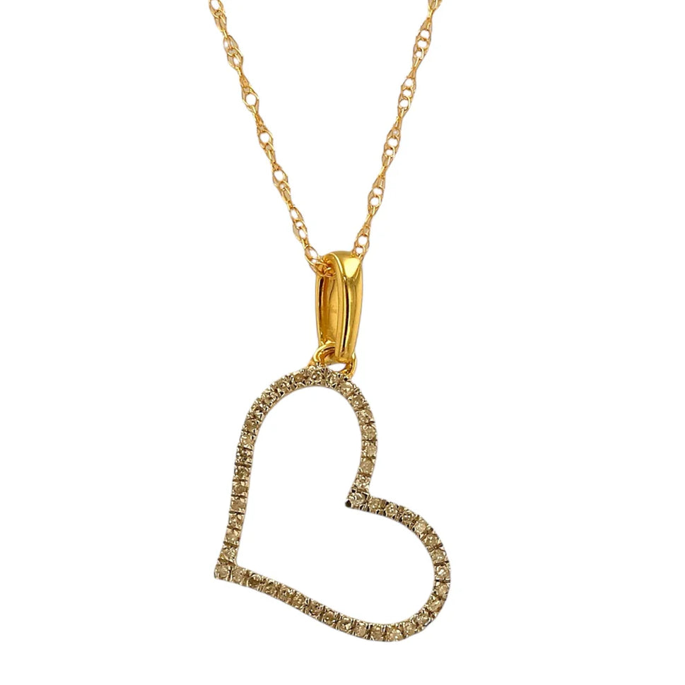 14K Gold With Diamond Heart Pendant set