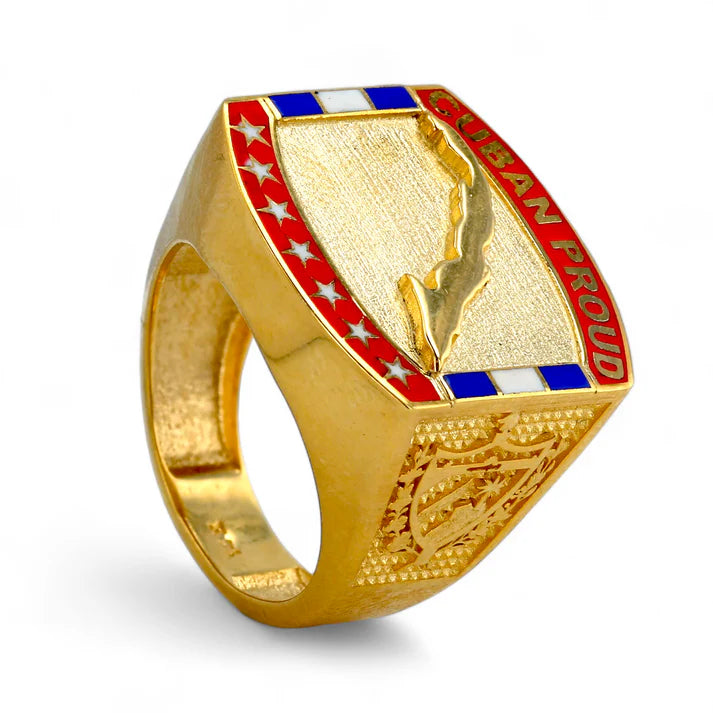 14Kt Gold Cuban Proud Enamel Ring