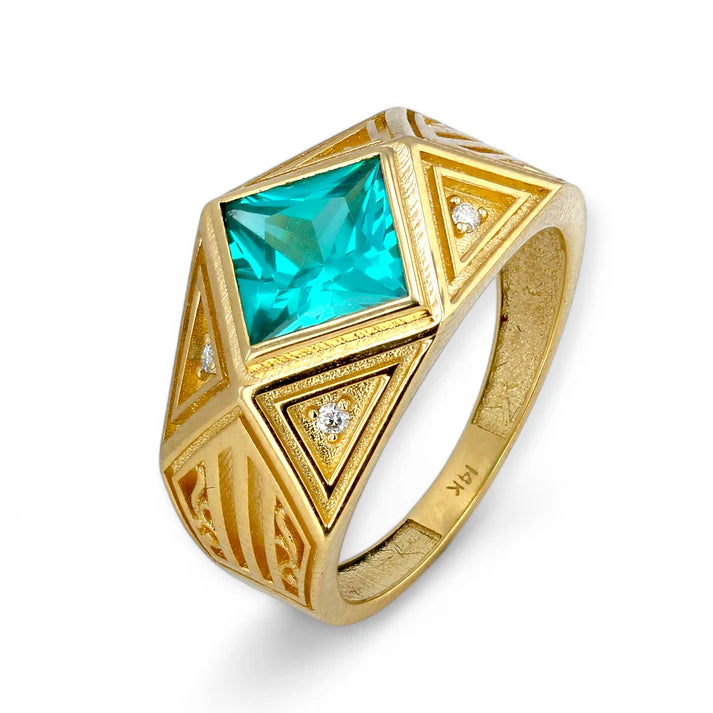 14Kt Solid Gold King Paraiba Diamond Ring