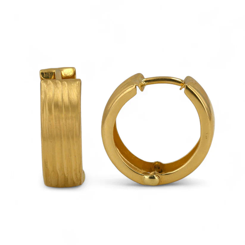 14K Gold Texture Hoops