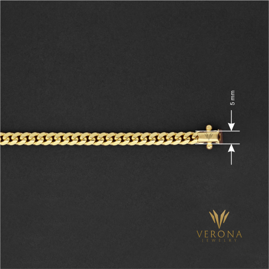 10Kt Gold Cuban Solid 5mm x 8inch Bracelet