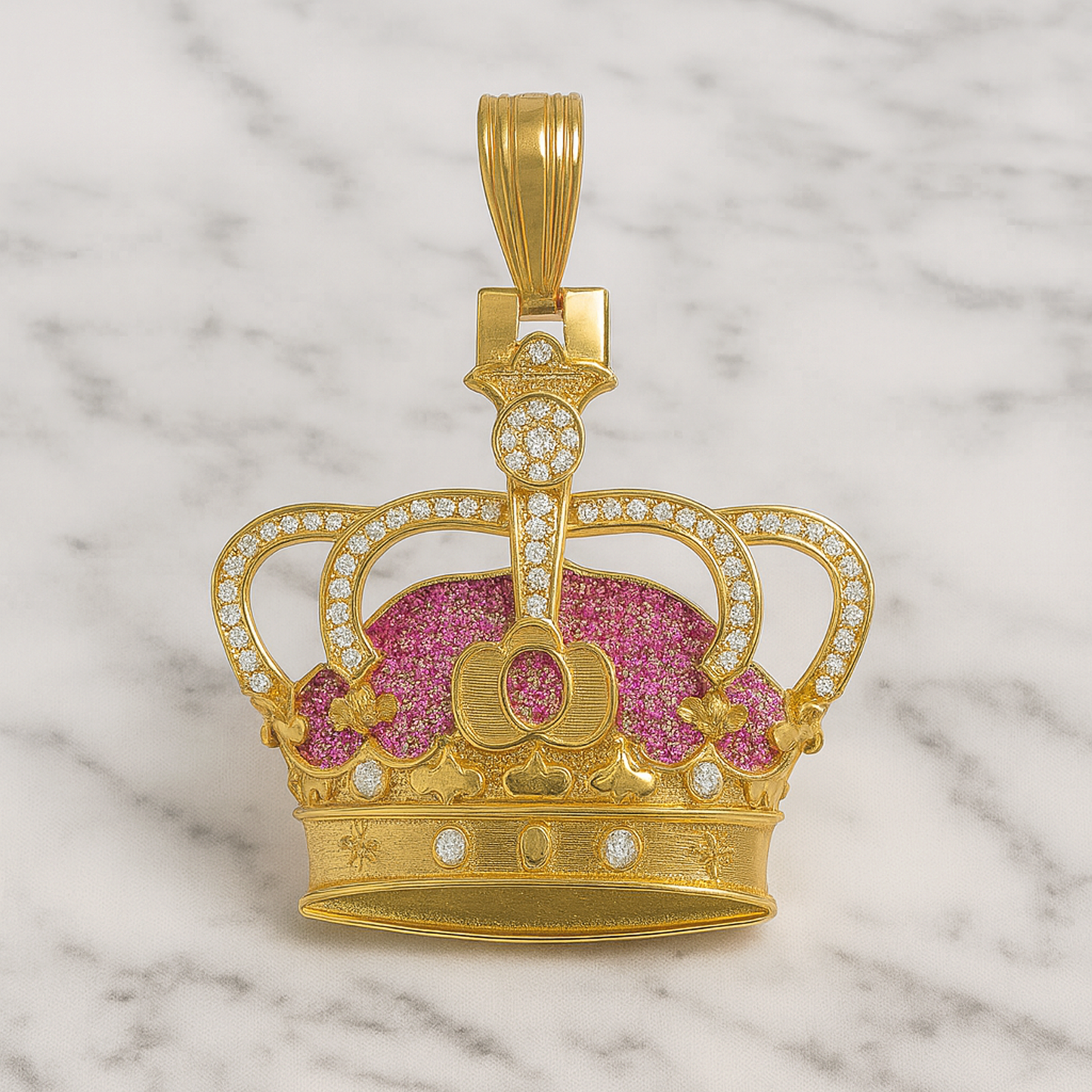 14K Yellow Gold Pendant with rubies and diamond
