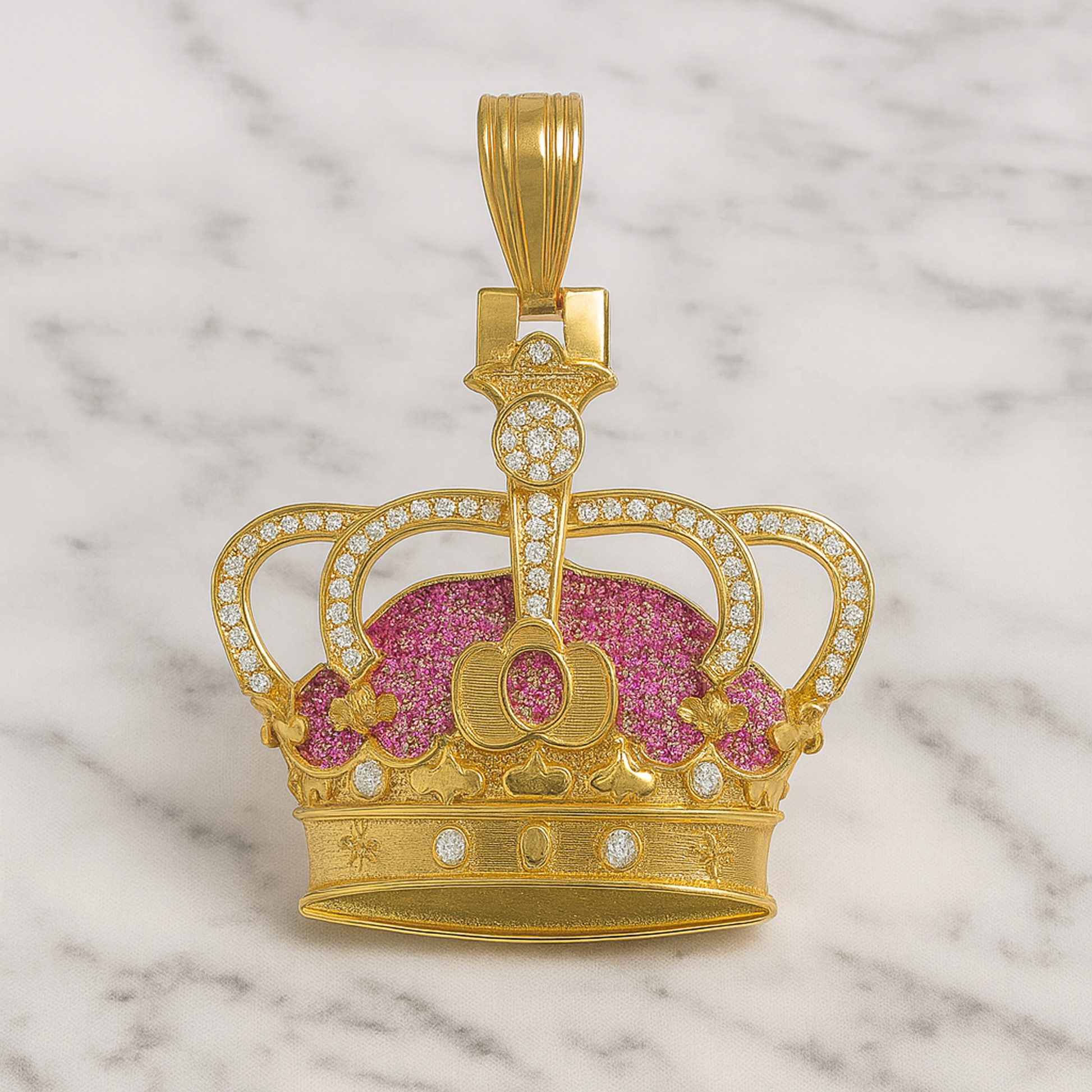 14K Yellow Gold Pendant with rubies and diamond