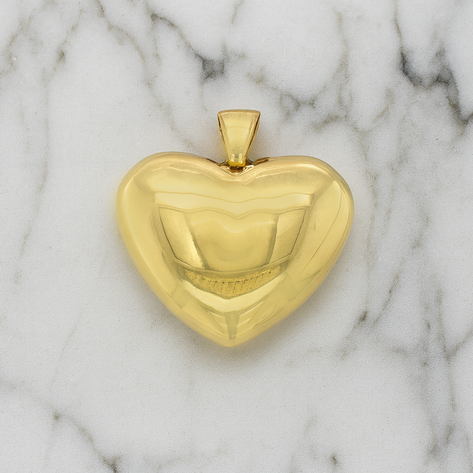 14K Yellow Gold Puff Heart Pendant