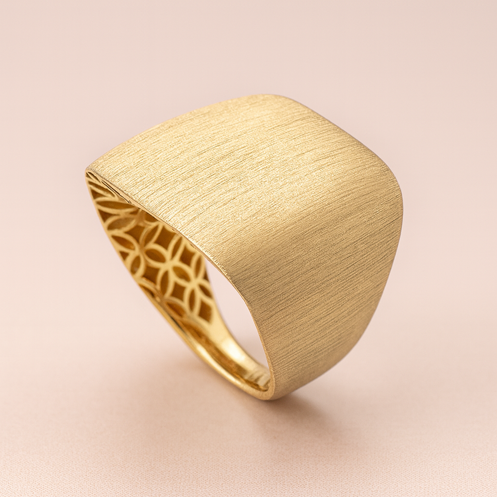 14K Yellow Gold Ring Mate Texture Ring