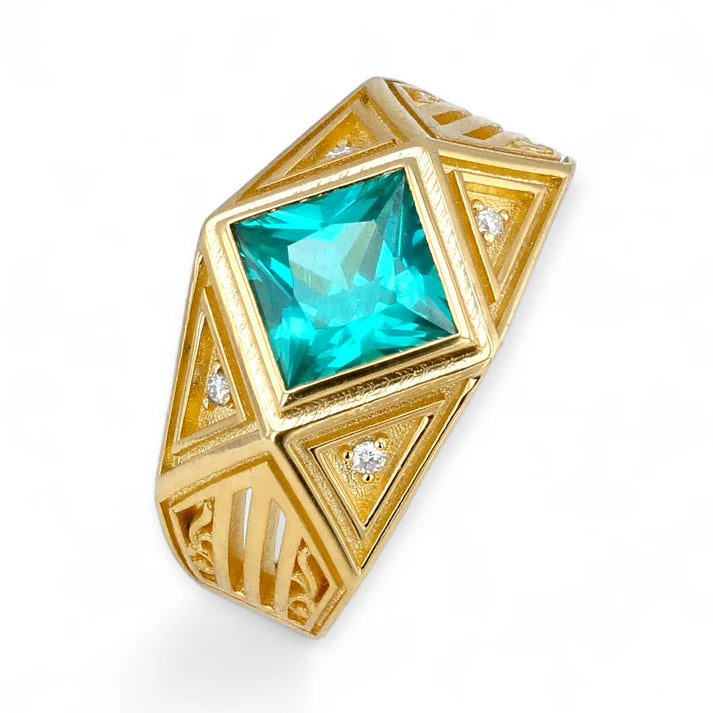 14Kt Solid Gold King Paraiba Diamond Ring