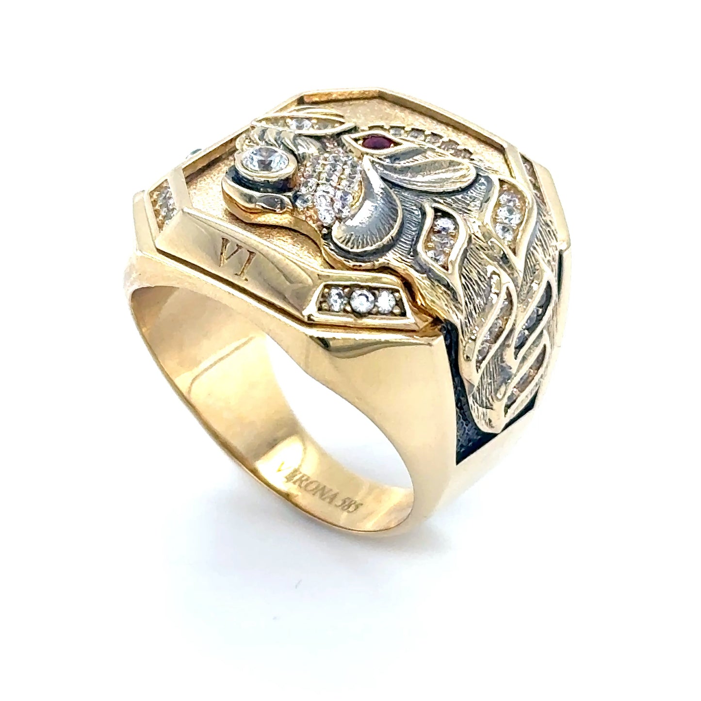 14K Solid Gold Tiger Ring