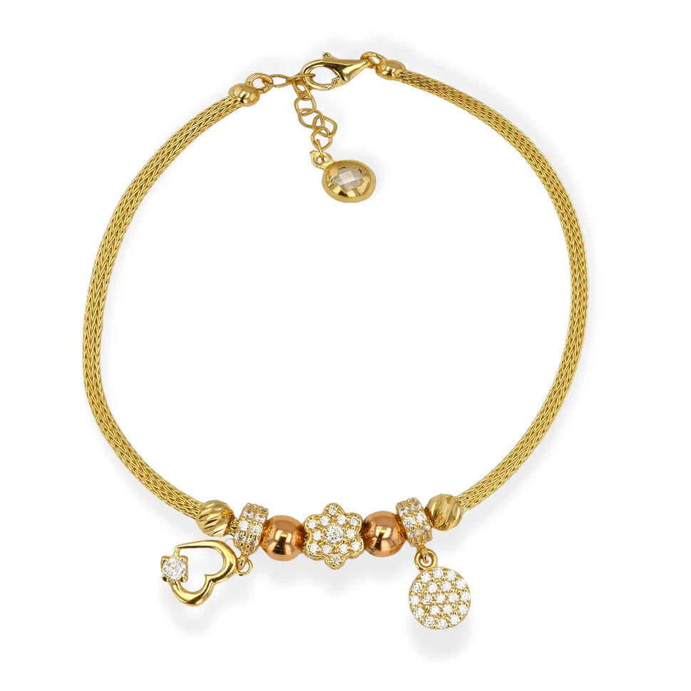 14K Gold Bracelet with Charms