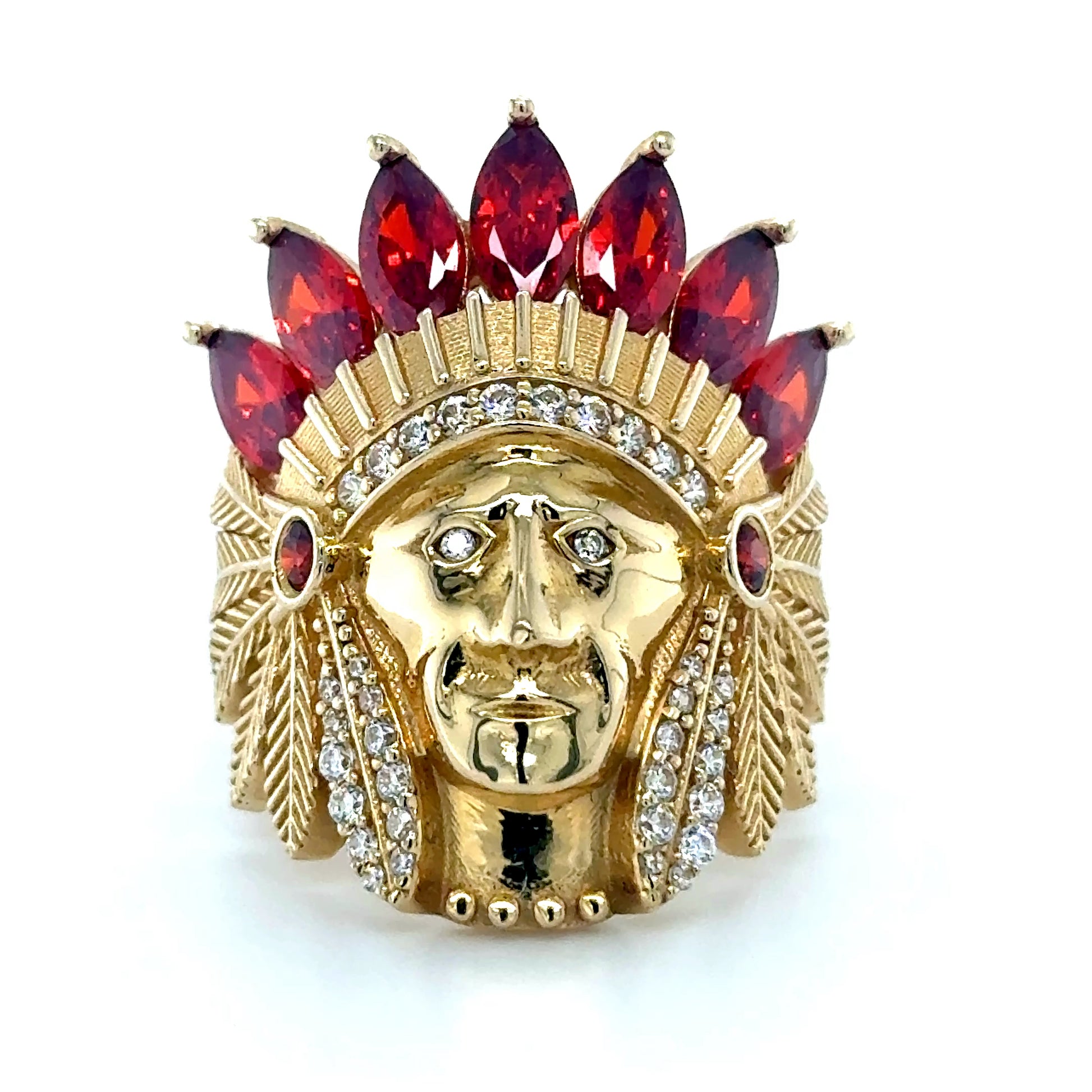 14Kt Gold Ring Red Indian