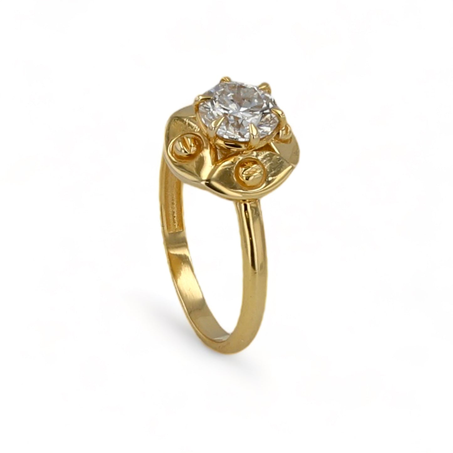 14K Yellow gold screw solitaire 1CT diamond ring